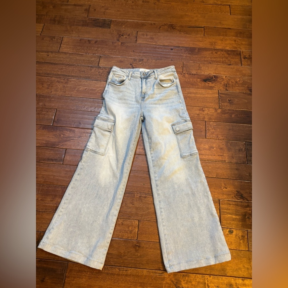 Risen High Rise Wide Cargo Jeans - Sz 11
